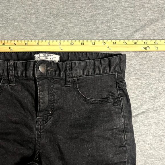 Free People Black Skinny Jeans Womens 29 61855-16515125 Mid Rise Dark Wash - Picture 6 of 10
